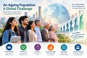 बढ़ती उम्र की आबादी का संकट: दुनिया में कामगार क्यों घट रहे हैं? 2 Ageing population crisis and its impact on the global workforce, healthcare, pensions and economy