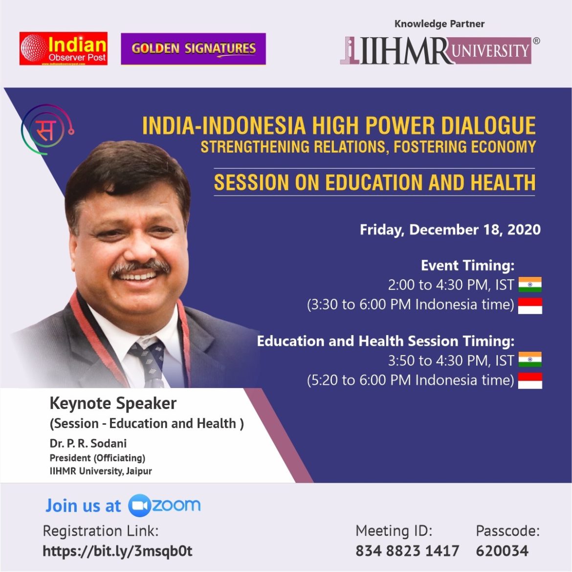 IIHMR University- India Indonesia High Power Dialogue 2020