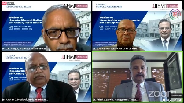 L-R- Dr. DK Mangal, Dean Research IIHMR Univ, Dr. V M Katoch, NASI-ICMR Chair on Public Health Research at Rajasthan University of Health Sciences, Jpr,Dr. Akshay C. Dhariwal, Public Health (2) (1)