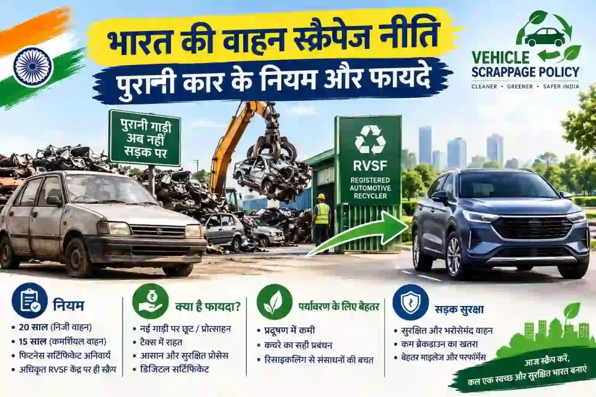 भारत की वाहन स्क्रैपेज नीति के तहत पुरानी कार की स्क्रैपिंग